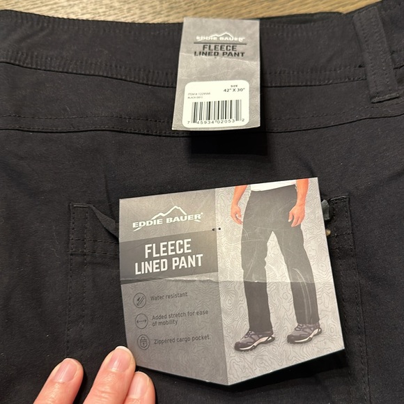 Men's Eddie Bauer Fleece Lined 2-Way Stretch Tech Pant Black 38 X 34